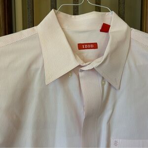 Izod Men's Light Pink Pinstripe Dress Shirt